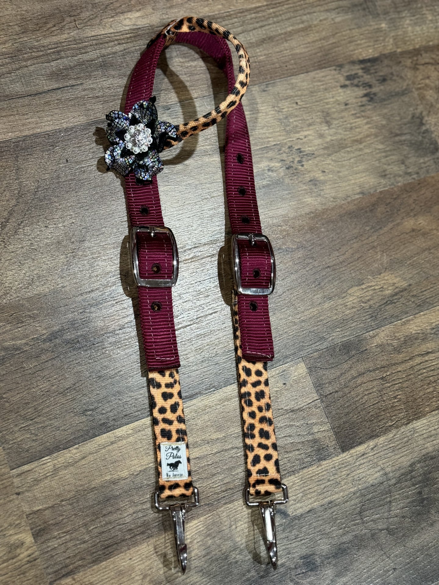 Maroon Cheetah Concho Headstall