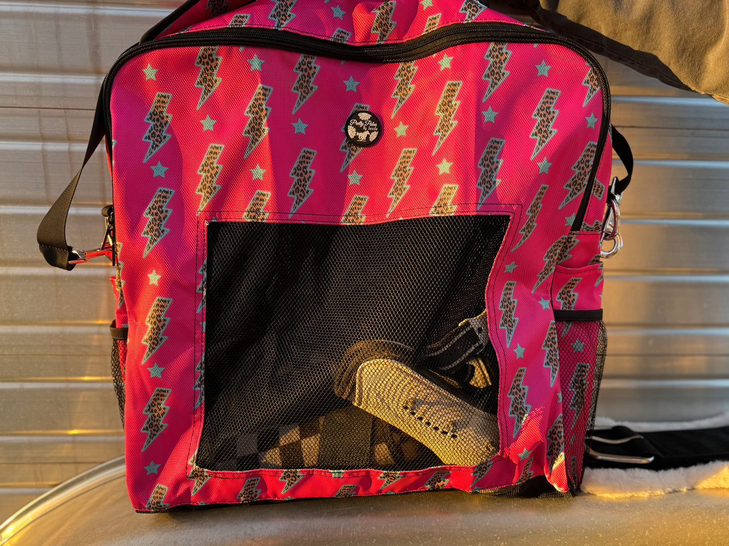 Pink Lighting Bolt Boot Bag