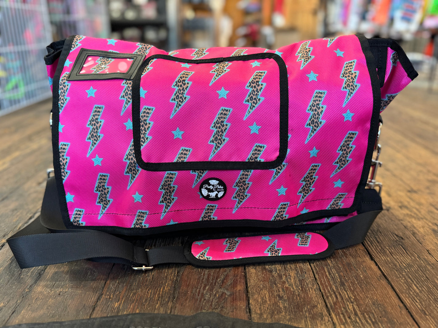 Pink Lighting Bolt Grooming Bag
