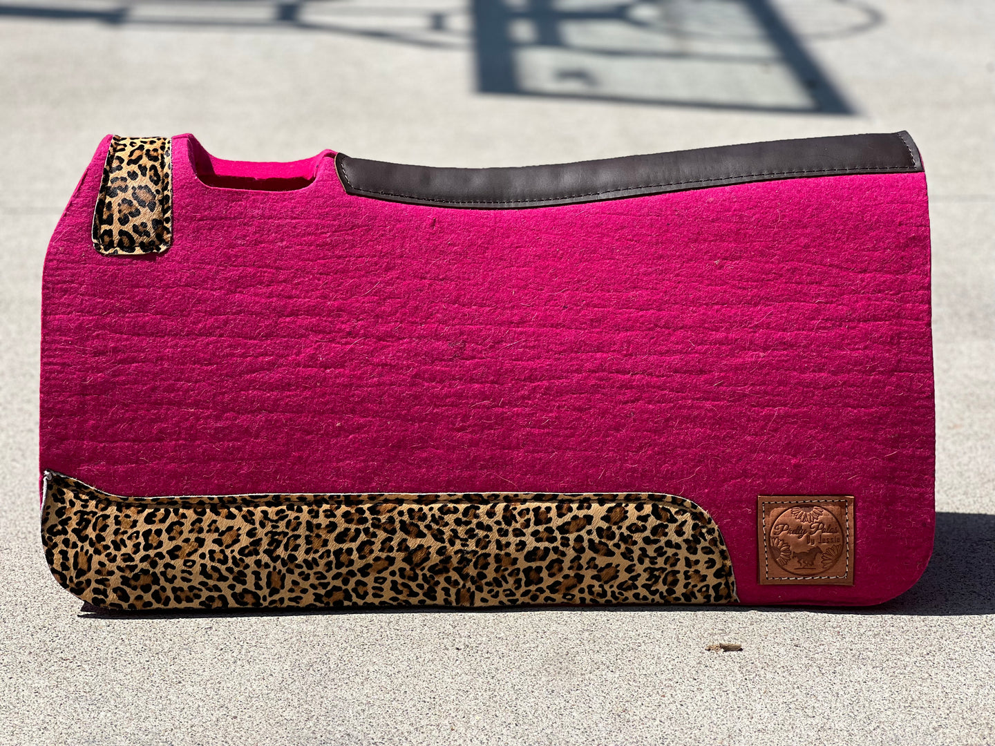 Pink Cheetah Leathers Saddle Pad