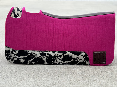 Pink Hair On Cowhide (black white) Saddle Pad