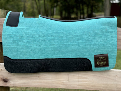 Ocean Blue Floral Tooling Saddle Pad