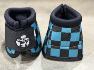 Turquoise Checkered Bell Boots