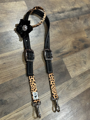 Black Cheetah Concho Flower Headstall