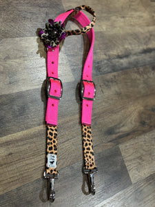 Hot Pink Cheetah Concho Headstall