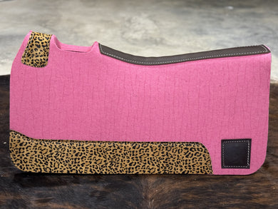 Powder Pink Cheetah Leathers Saddle Pad