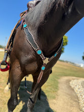 Load image into Gallery viewer, Black Croc Inlay with Turquoise Breastcollar