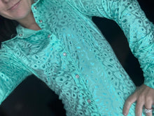 Load image into Gallery viewer, Mint Cheetah Adult Rodeo Shirt