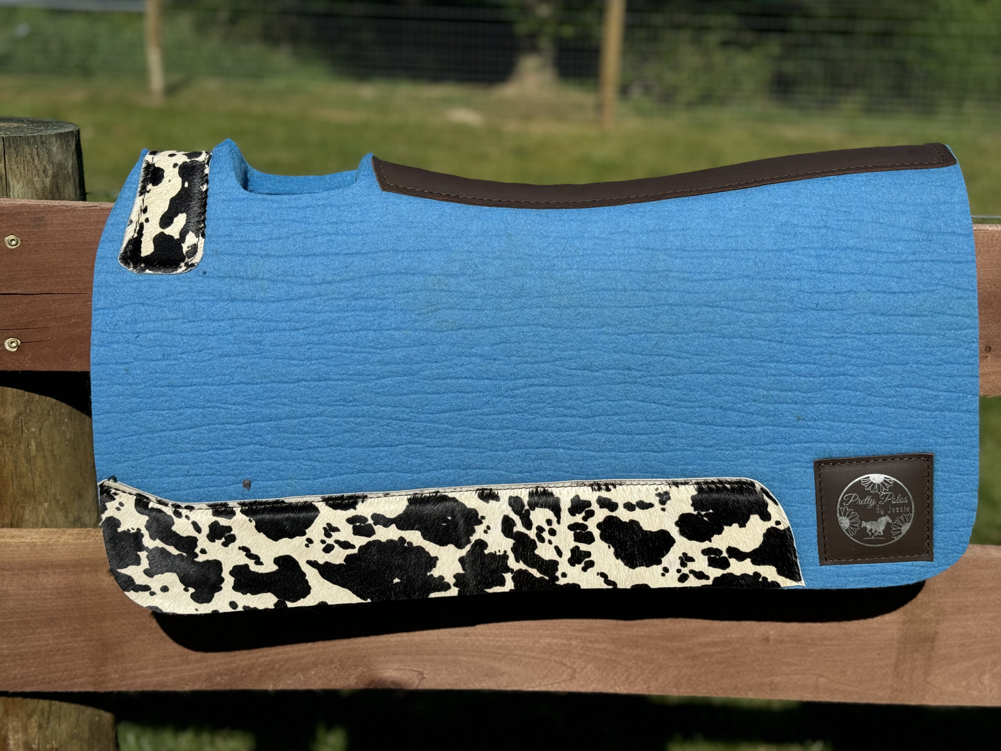 Sky Blue Cow Leathers Saddle Pad