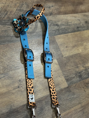 Turquoise cheetah Concho Headstall