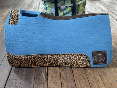 Sky Blue Cheetah Leathers Saddle Pad