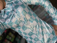 Turquoise Checkered Adult Rodeo Shirt