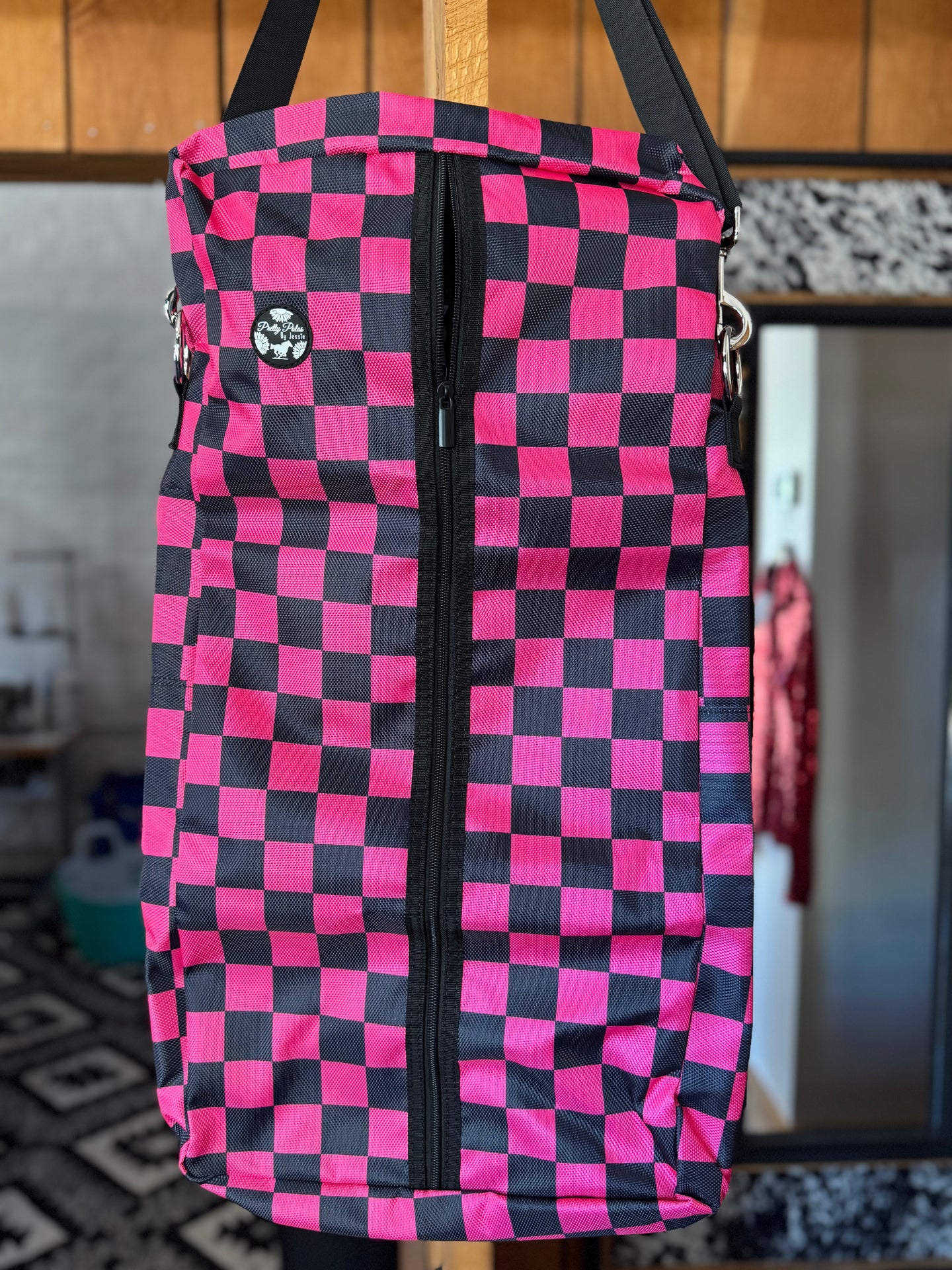 Pink Checkered Bridle Bag