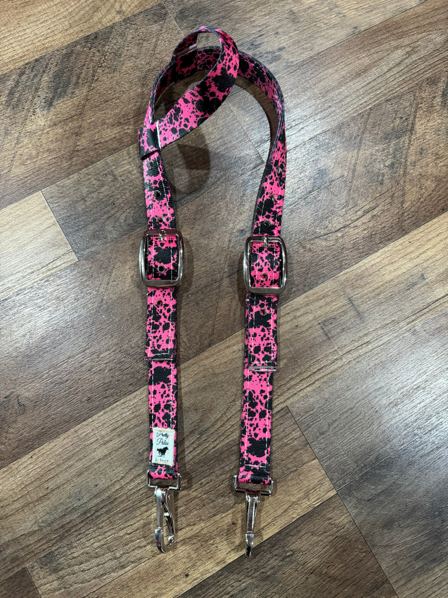 Hot Pink Cowprint Headstall – Pretty Polos By Jessie & Lopin' With ...