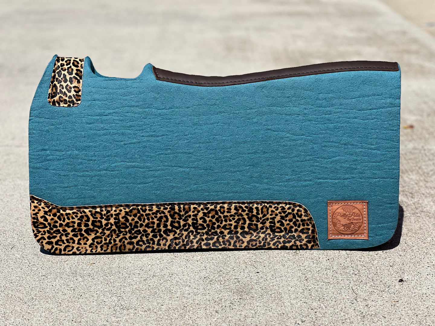 Turquoise Cheetah Leathers Saddle Pad