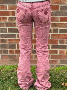 Maroon StoneWash Jeans