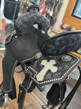 Load image into Gallery viewer, Black Bling Faith Leather Saddle