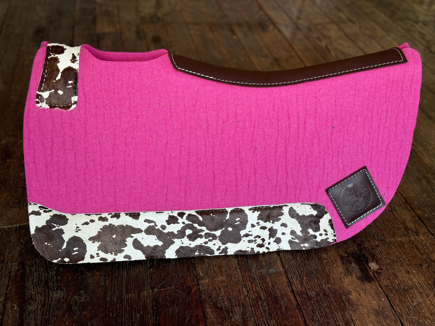 Bubblegum Pink Cow Round Saddle Pad