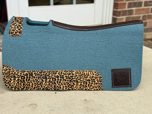 PONY Turquoise Cheetah Leathers Saddle pad