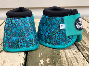 Old fashioned turquoise jewel bell boots