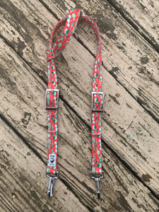 Red watercolor cactus 1 inch headstall