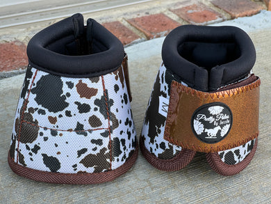 Cowprint Bell Boots with brown glitter
