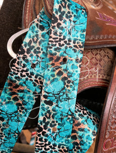 Turquoise Stone Cheetah Latigo & Off Billet