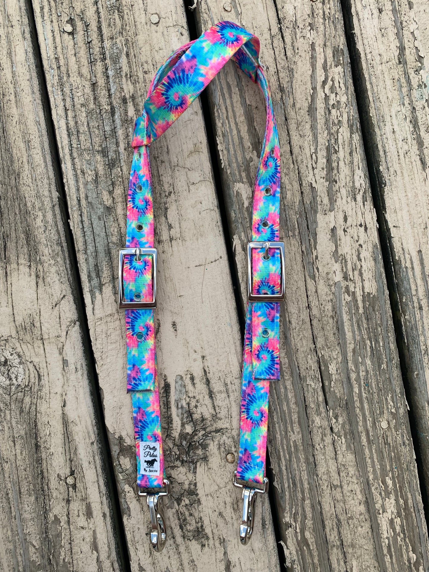 Neon tie dye headstall
