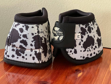 Black Cowprint Bell Boots