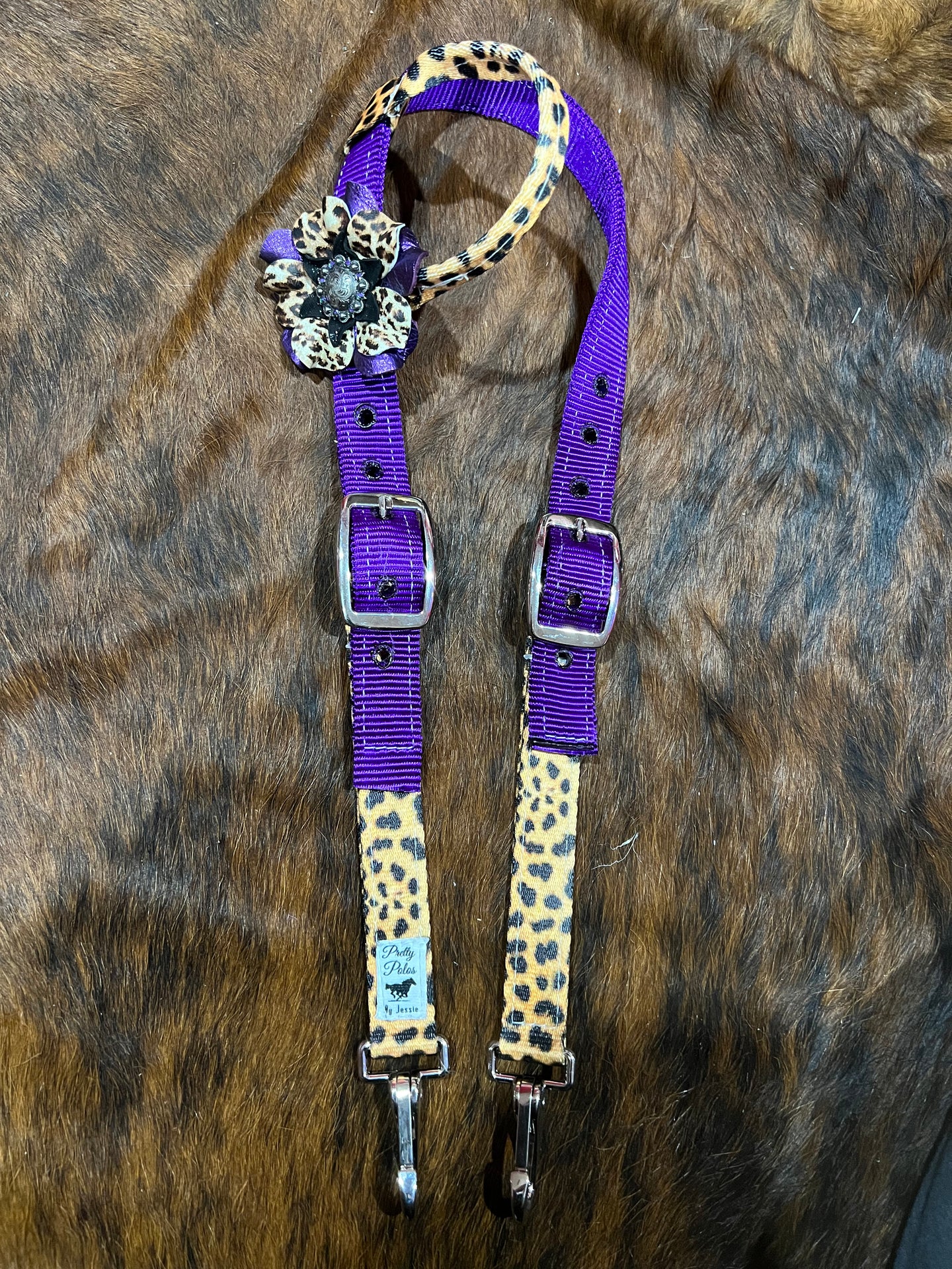 Purple Cheetah Concho Headstall
