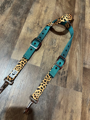 Teal Cheetah Headstall