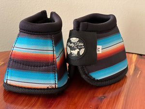 Turquoise & Black Serape Bell Boots