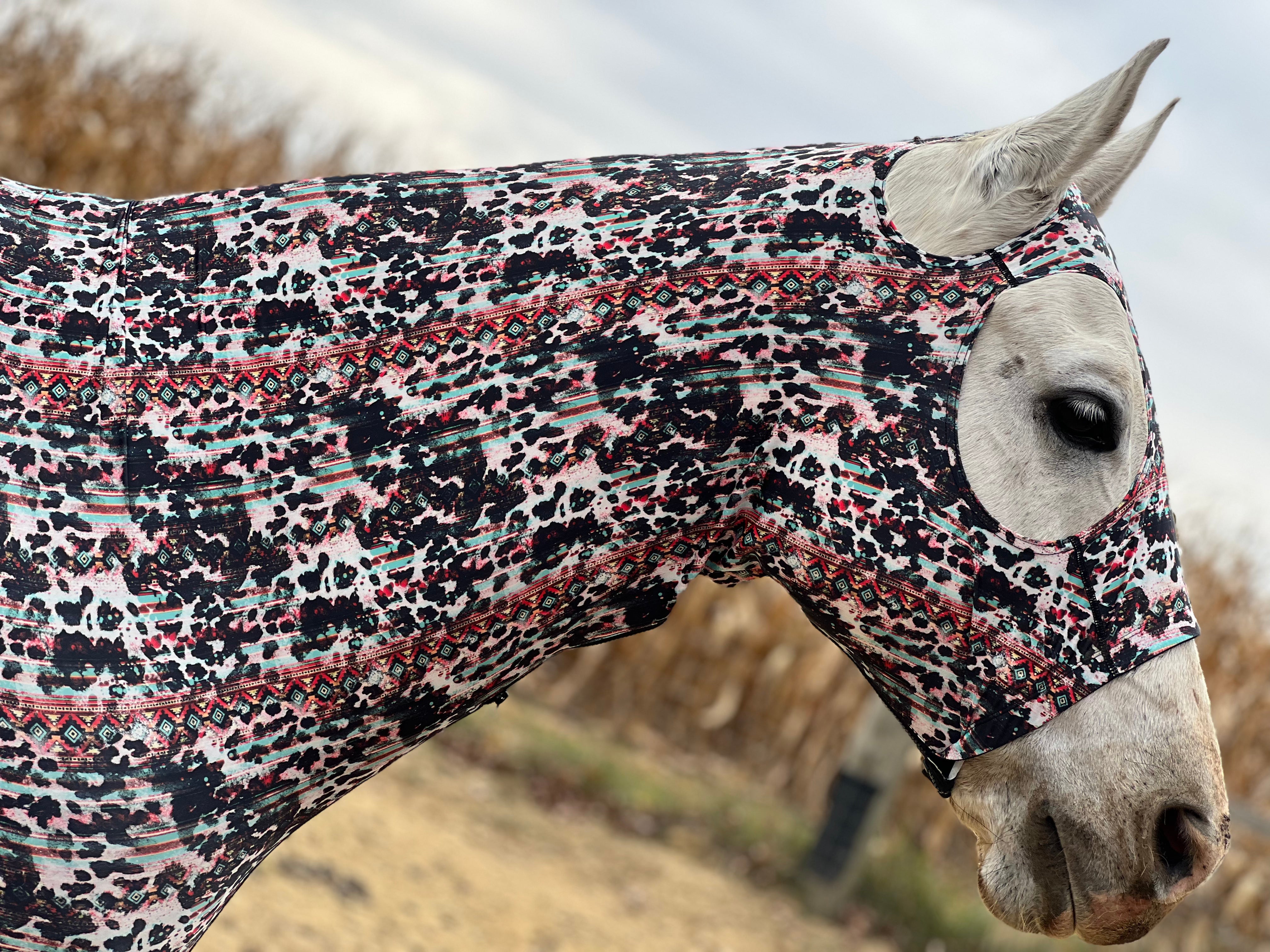 Cowhide Aztec Horse Lycra Hood – Pretty Polos By Jessie & Lopin