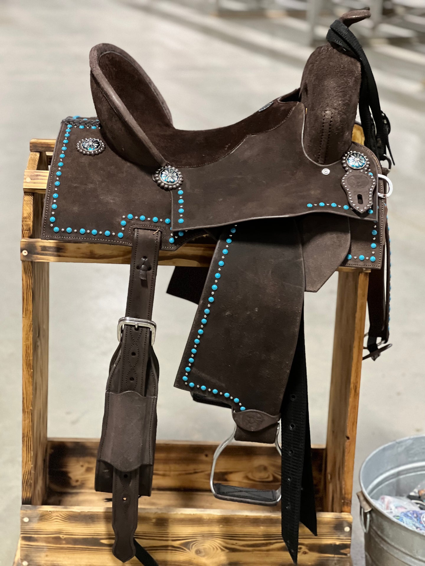 Chocolate Turquoise Lightweight Saddle