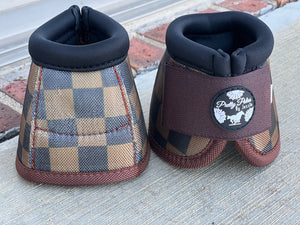 Brown Checkered Bell Boots