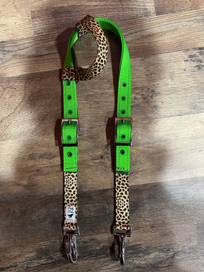 Lime Green Cheetah Headstall