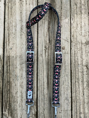 Black Bullskull 1 inch headstall