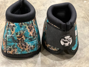 Turquoise cheetah stone bell boots