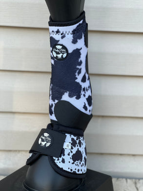 Black Cowprint Sport Boots