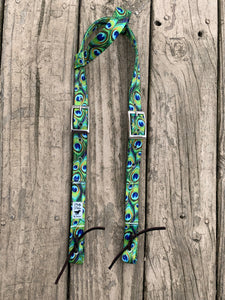 Peacock 1 inch headstall (comes with snaps unless otherwise ordered)
