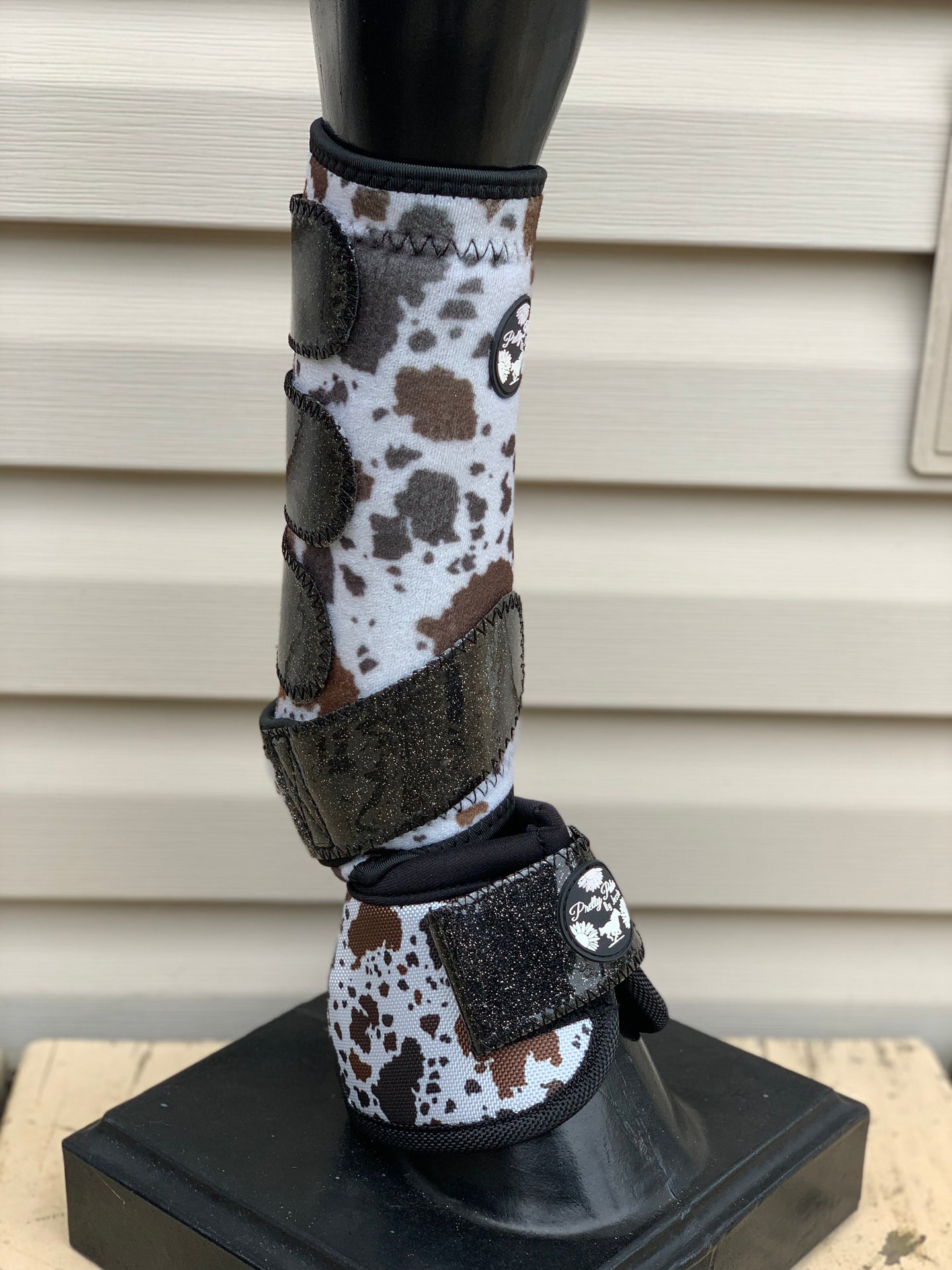Cowprint Sport Boots With Glitter Straps