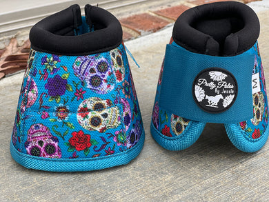 Turquoise Sugar Skull Bell Boots