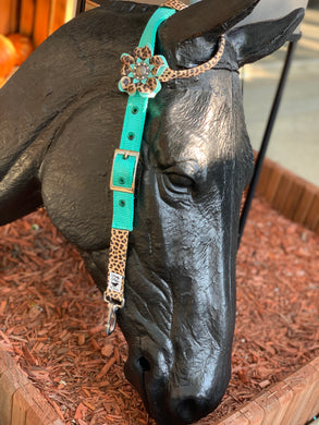 Mint Cheetah Concho Headstall