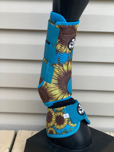 Turquoise sunflower sport boots